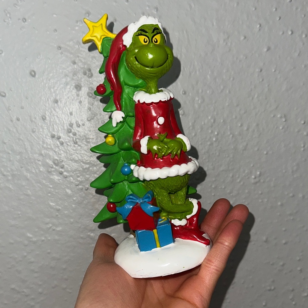 2pcsGrinch Christmas Figurine - Green & Red Holiday Decor led light free gifts